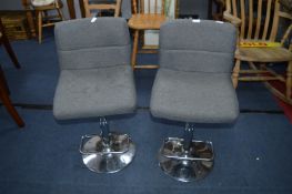 Pair of Chrome Gas Lift Bar Stools