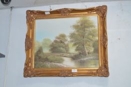 Gilt Framed Riverscape by H. Derby