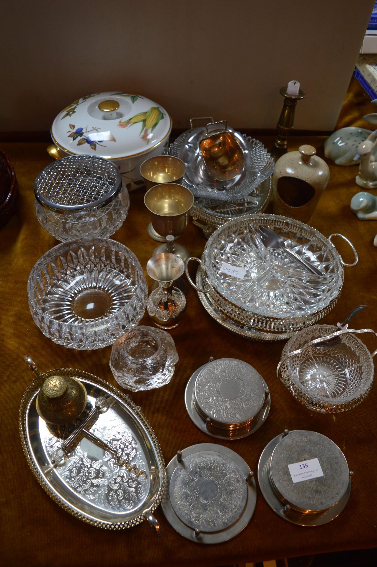 Glass Serving Bowls, Plated Dishes, Coaster and a