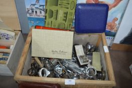 Bamboo Box of Stainless Steel Cutlery etc.
