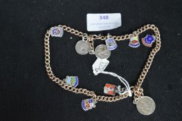 9k Gold Charm Bracelet with Silver Charms ~44.5g t