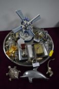 Metal Collectibles, Ornaments, and a Delft Windmil