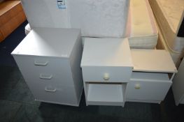 Three White Bedside Cabinets and Drawers