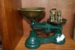 Vintage Style Brass Kitchen Scales and Weights