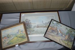 Two Original Watercolours and a Signed Print of No