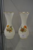 Pair of Satin Finish Milk Glass Vases