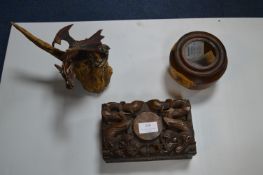 Carved Chinese Dragon Box plus Dragon Ornament and