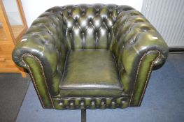 Green Leather Chesterfield Armchair