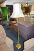 Brass Standard Lamp with Cream Shade