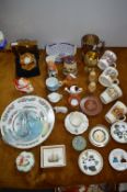Decorative Pottery; Coronation Mugs, Clocks, Plate