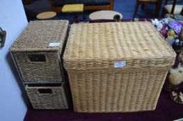 Wicker Storage Basket and Drawer Set