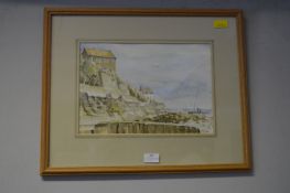 Framed Watercolour of Runswick Bay, Yorkshire by N