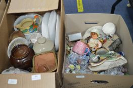 Two Boxes of Vintage Pottery and Kitchenware