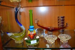 Murano Glass Clown Dish, Gondola, plus Vases, etc.