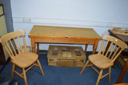 Pine Hall Table and Two Beechwood Kitchen Chairs