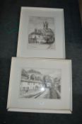 Two Framed Sketches of Derbyshire by D. Harwood