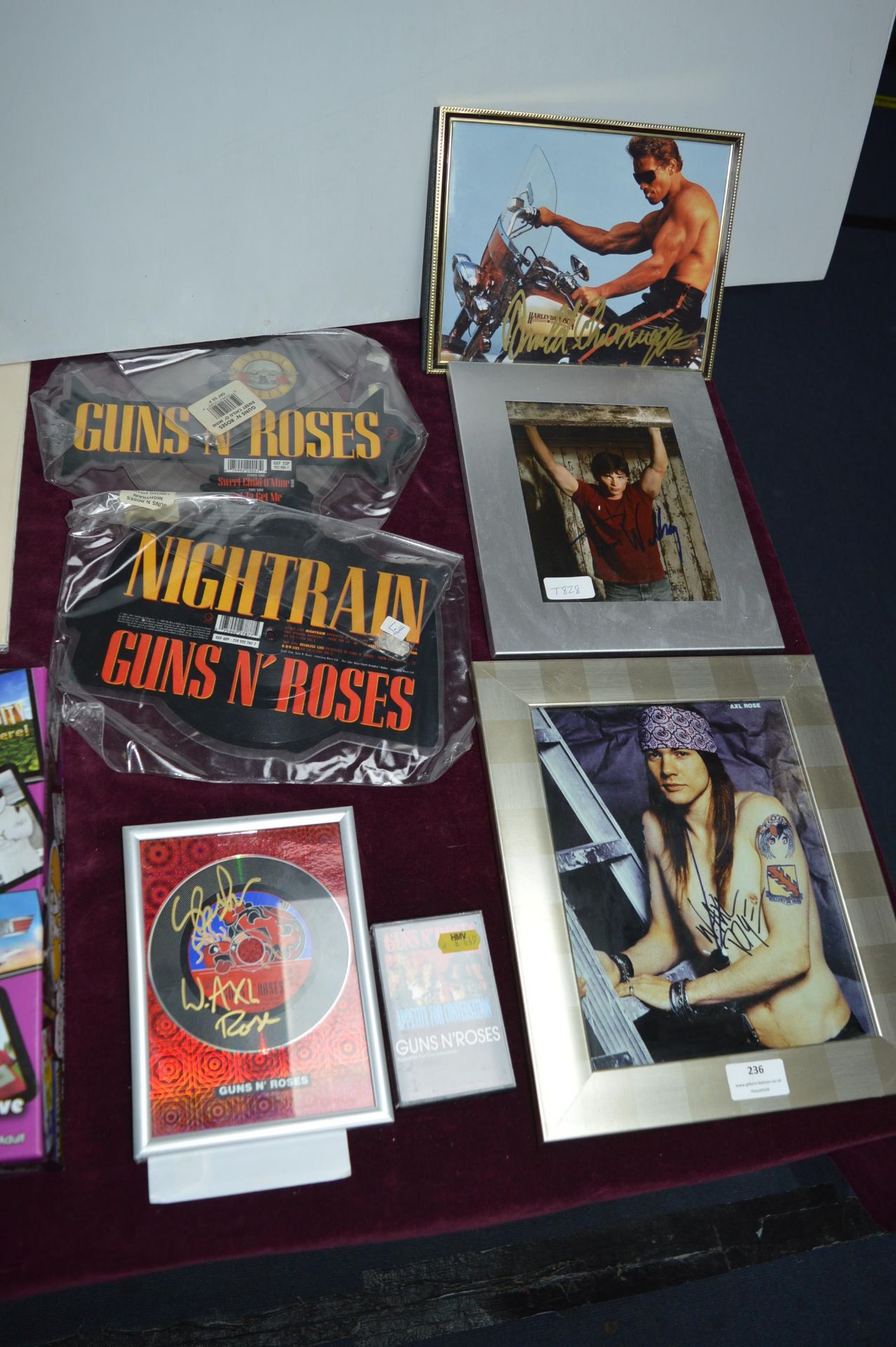 Signed Guns & Roses Photographs plus Picture Discs