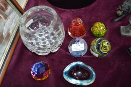 Glass Paperweights and a Vase