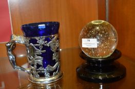 Tankard with Blue Glass Liner and a Crystal Ball