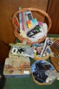 Basket of Sewing Materials, Buttons, Threads, etc.