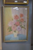 Gilt Framed Pastel Sketch of a Vase of Flowers
