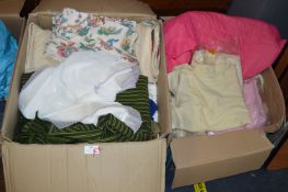 Two Boxes of Vintage Fabrics, Materials, and Cloth