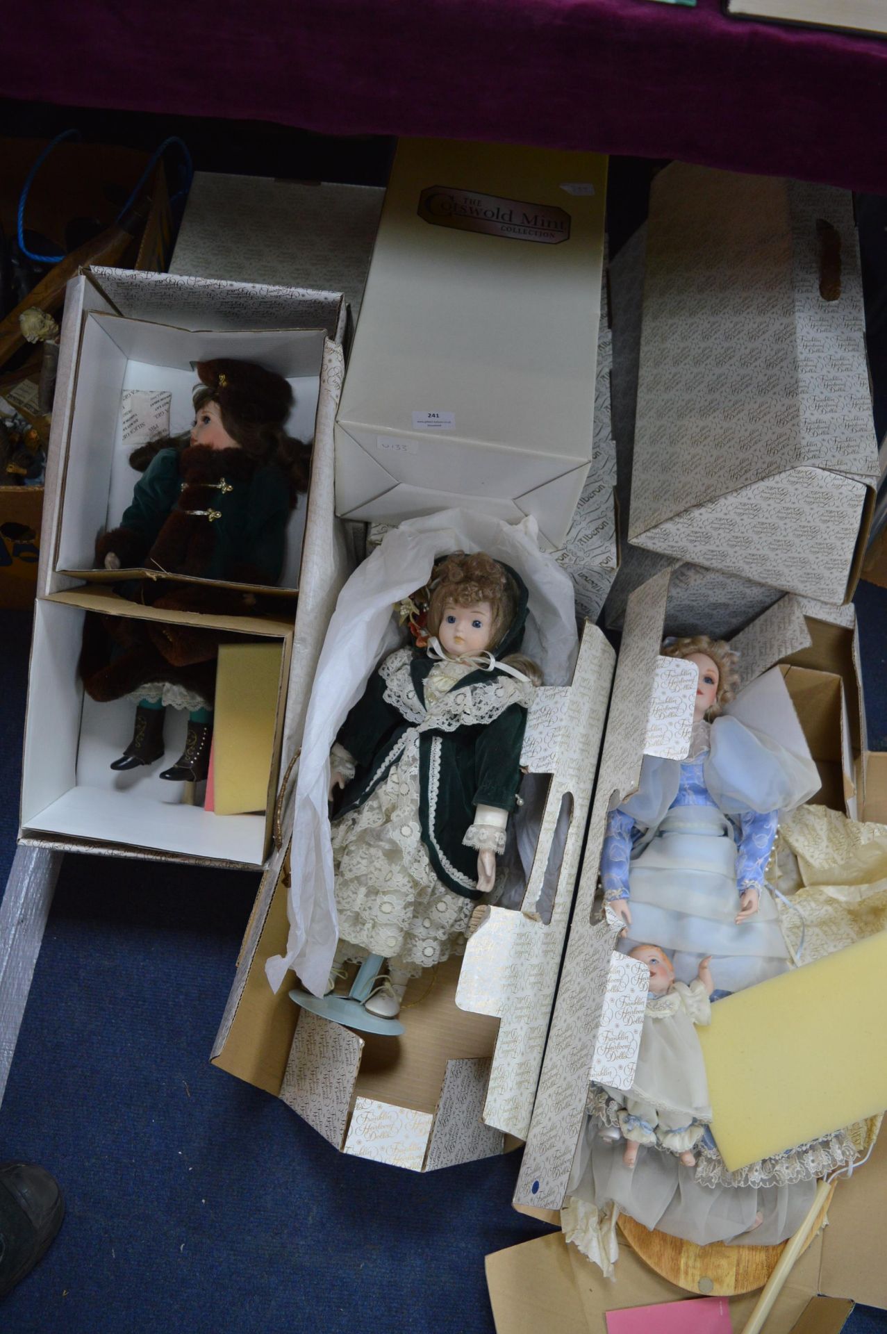 Eight Boxed Franklin Heirloom Dolls