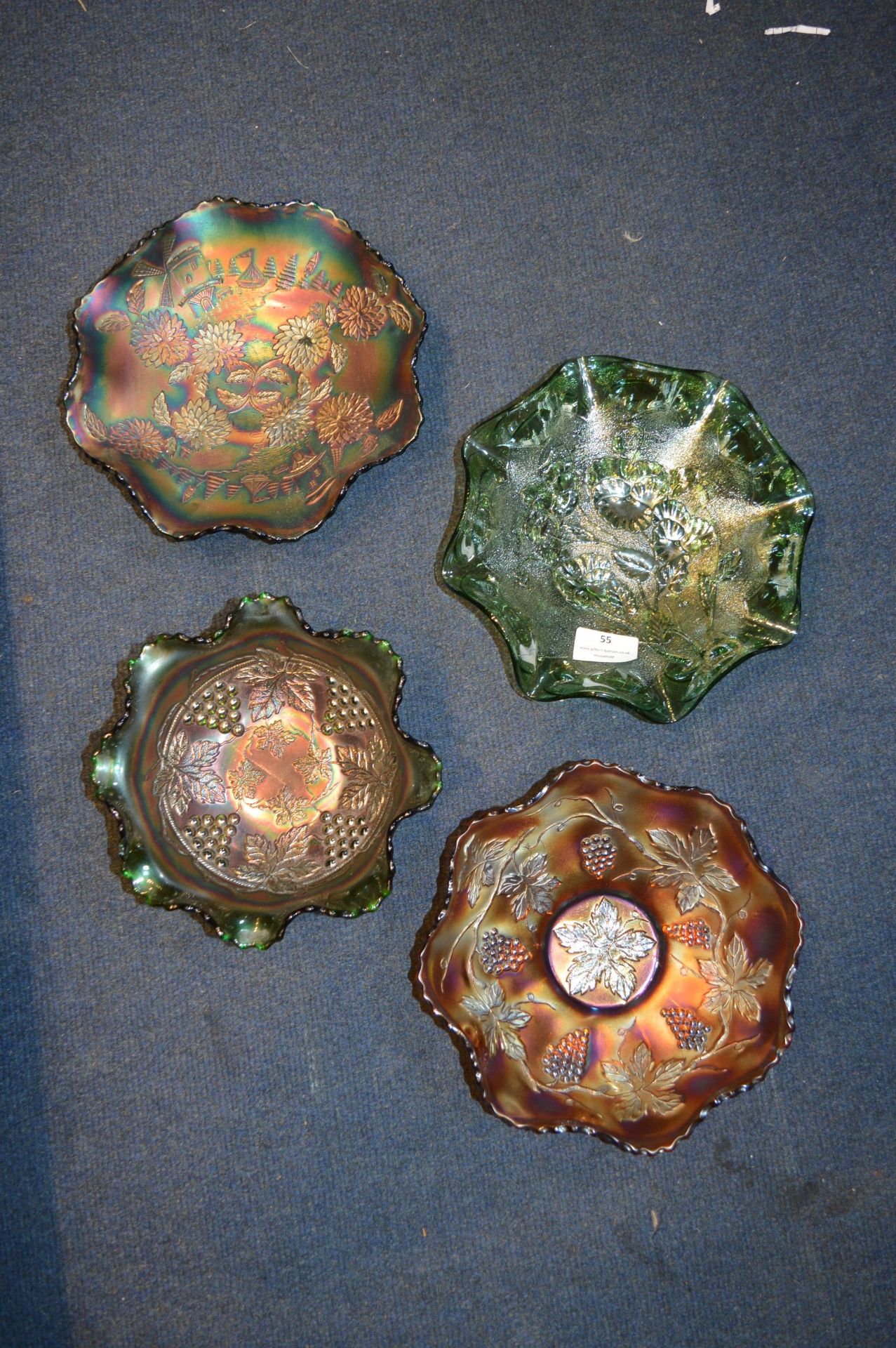 Four Carnival Glass Dishes