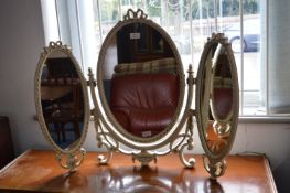 Cream & Gold Triple Dressing Table Mirror