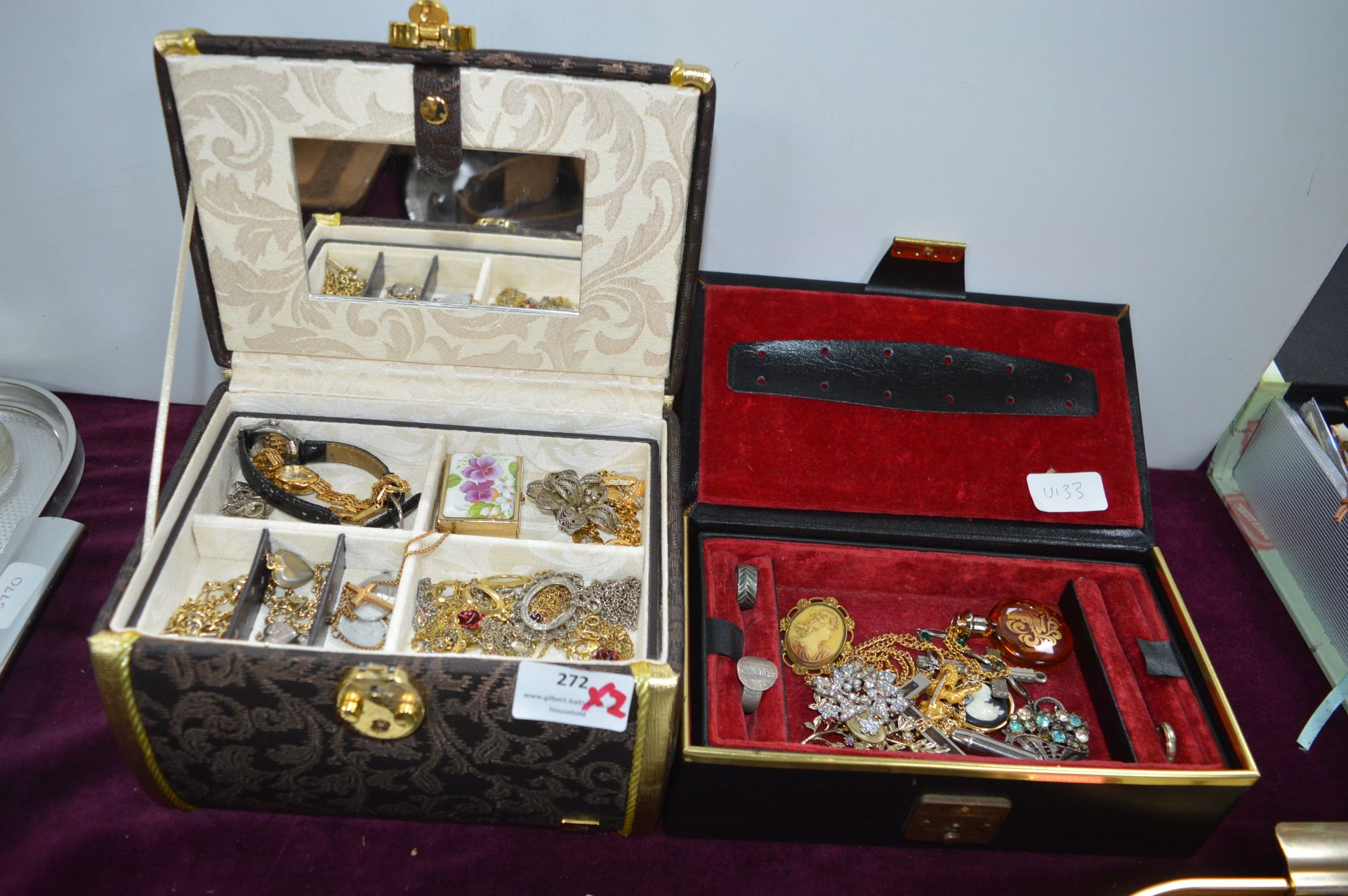 Two Jewellery Boxes and Contents of Costume Jewell