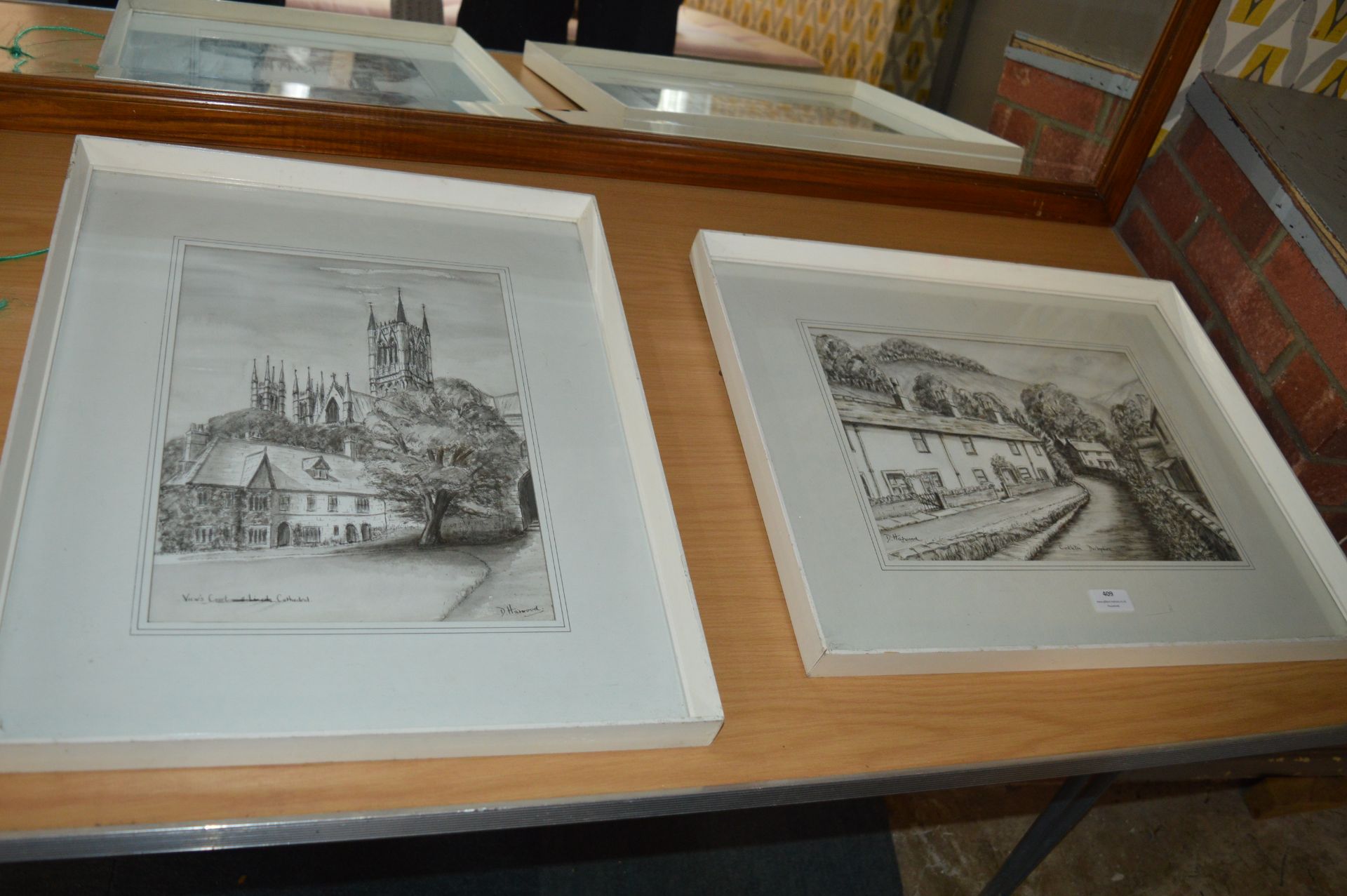 Two Framed Sketches of Derbyshire by D. Harwood - Image 2 of 2