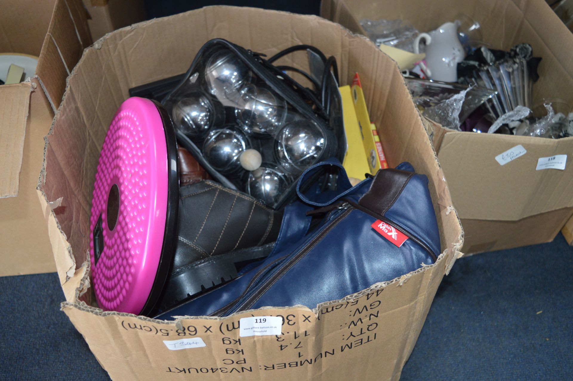 Household Goods; Shoes, Boules Set, etc.