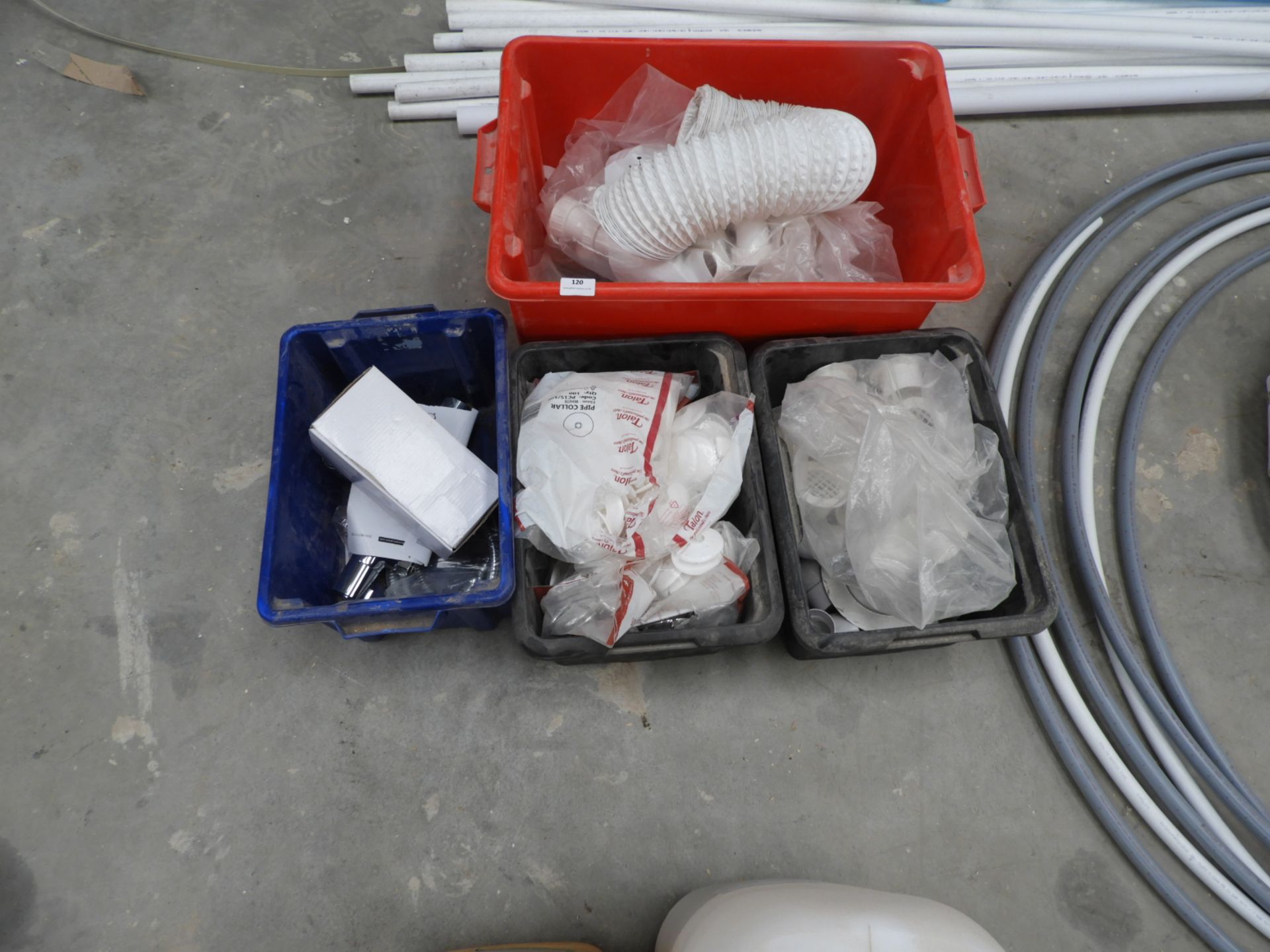 *Four Boxes Containing Assorted Ventilation Fittings, Mixer Tap, etc.