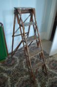 Vintage Five Tread Wooden Step Ladder