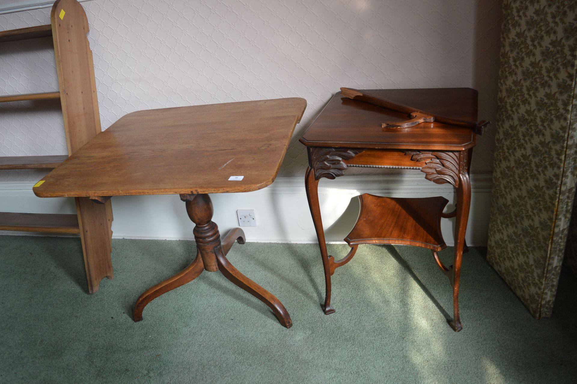 Tilt Top Table and a Two Shelf Hall Table (both for restoration)