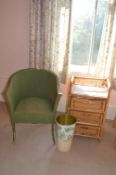 Vintage Lloyd Loom Style Chair, Wicker Shells, and Waste Paper Bins