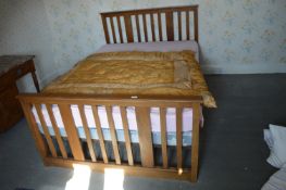 Vintage Cast Iron & Wooden Double Bed