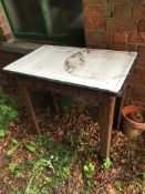 Metal Framed Enamel Top Kitchen Table with Drawer