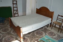 Vintage Double Bed with Wooden Headboard and Bed End