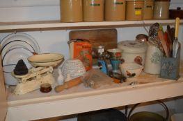 Vintage Kitchenware: Balance Scales, Mincer, Dishe
