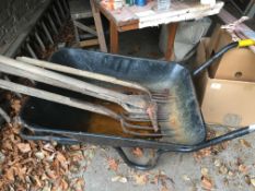 Wheelbarrow and Antique Gardening Tools