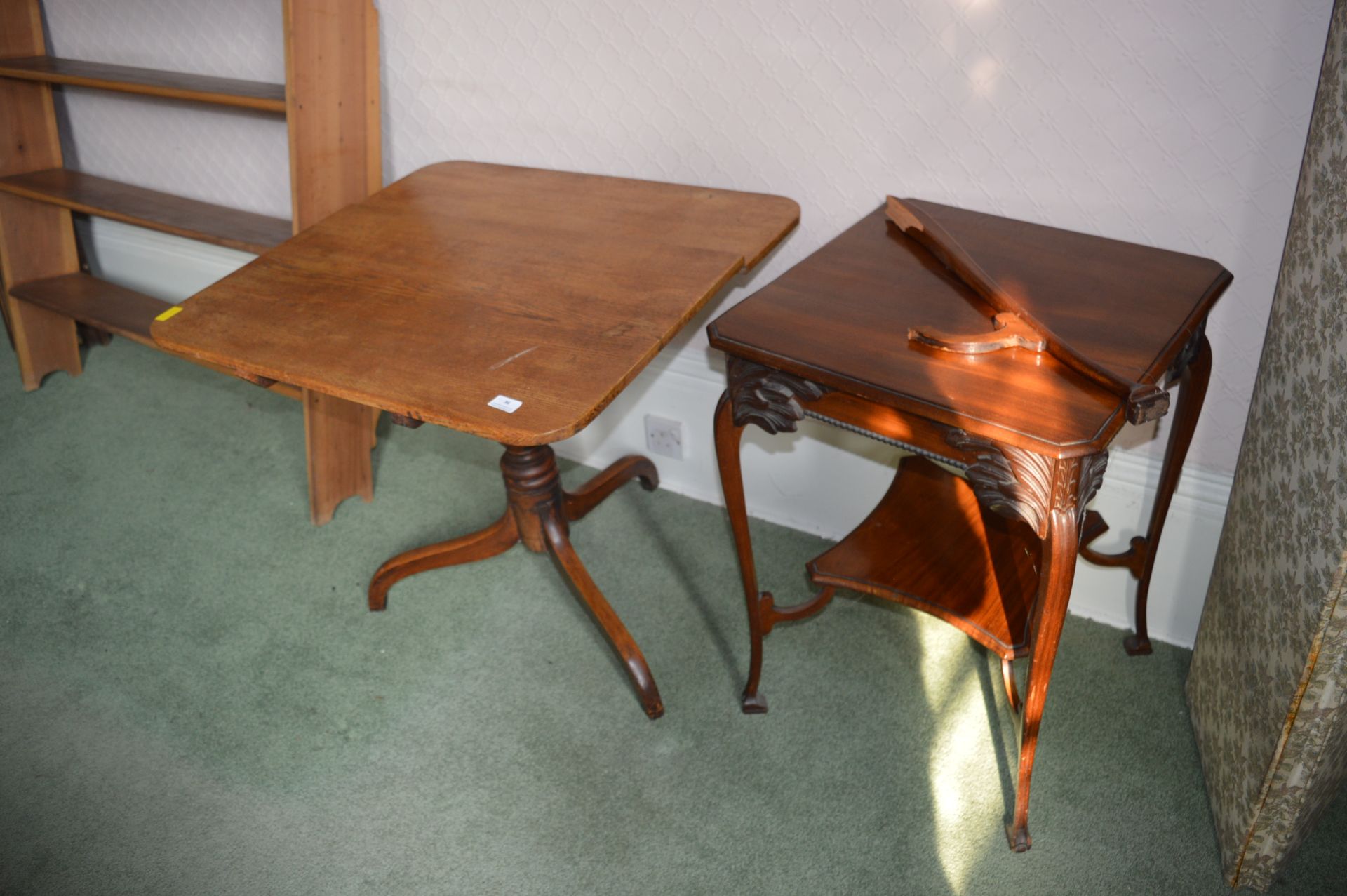 Tilt Top Table and a Two Shelf Hall Table (both for restoration) - Image 2 of 2