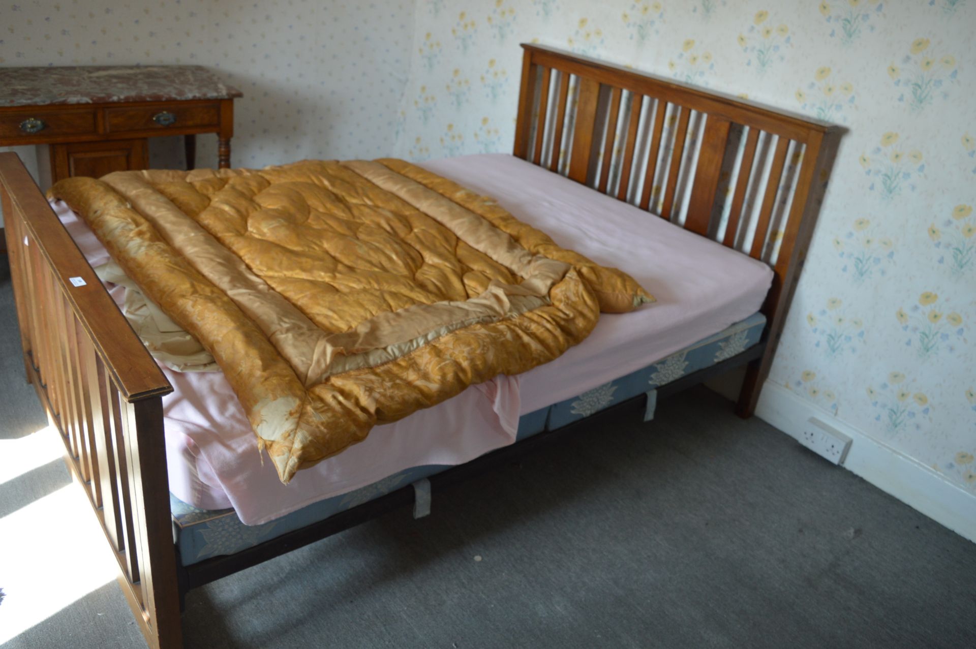 Vintage Cast Iron & Wooden Double Bed - Image 2 of 2