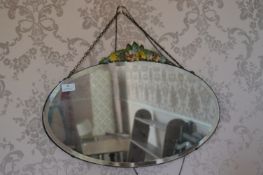 Vintage Beveled Edge Wall Mirror (damge to flower)