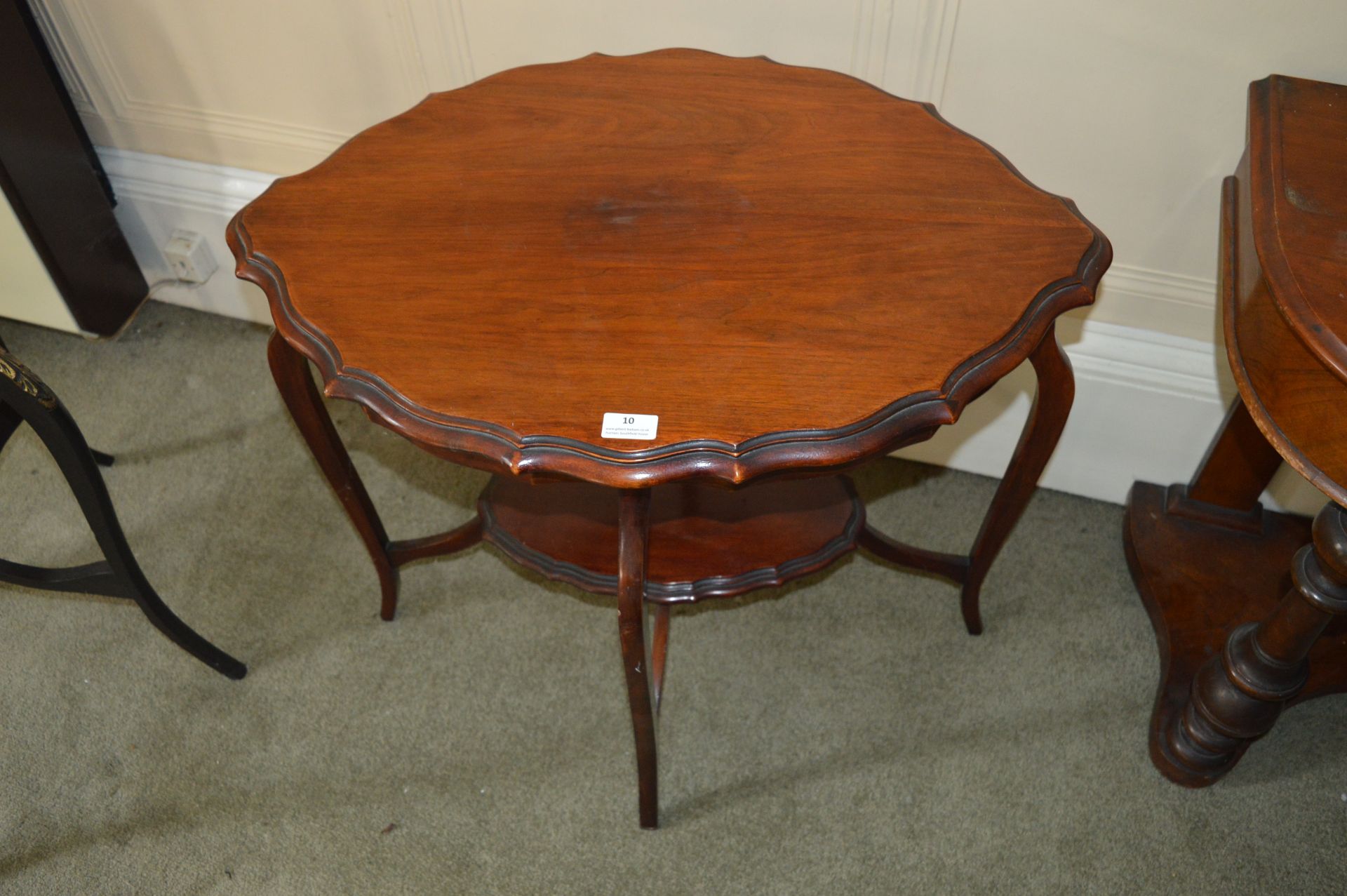 Teak Scalloped Edge Side Table - Image 2 of 2