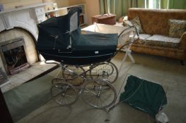 Large Green Silver Pram