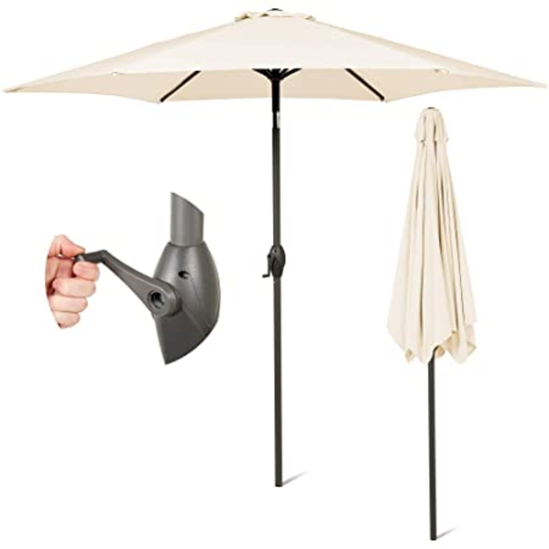 * Ivory Crank Handle Umbella - No base - Parasol 2.7m Diameter. Steel Frame. 180g Polyester. /