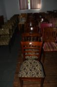 Twelve Assorted Dark Wood Framed Dining Chairs with Upholstered Seats