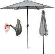 * Grey Crank Handle Umbella - No base - Parasol 2.7m Diameter. Steel Frame. 180g Polyester. /