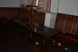 Four Dark Wood Pub Tables on Pedestal Bases 70x70cm